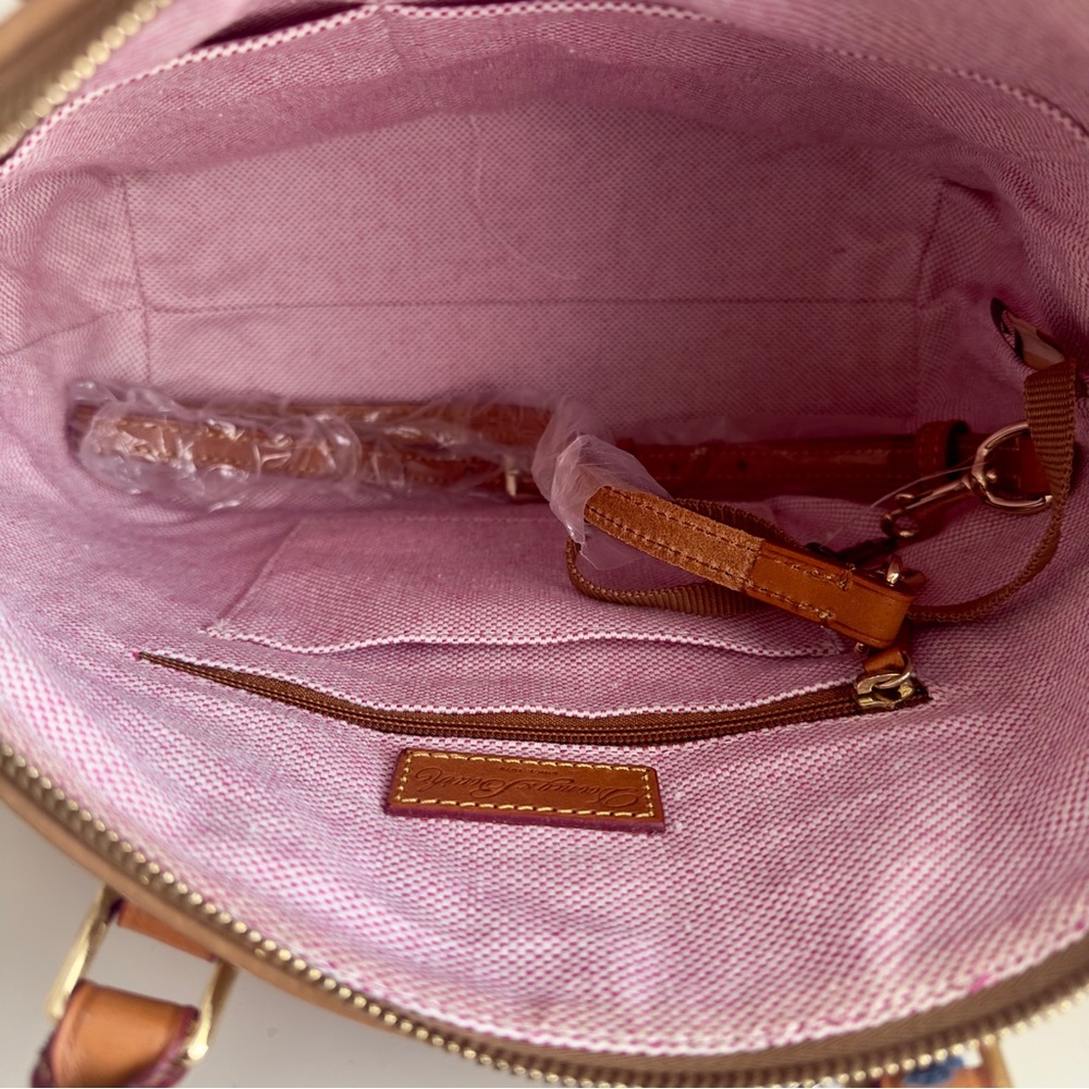 NWT Dooney & Bourke Dillen Double Pocket Crossbody Satchel Pebble Leather Sand - Picture 7 of 12